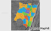 Political 3D Map of Fianarantsoa, darken, desaturated