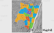 Political 3D Map of Fianarantsoa, desaturated
