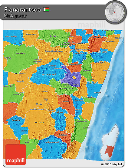 Political 3D Map of Fianarantsoa