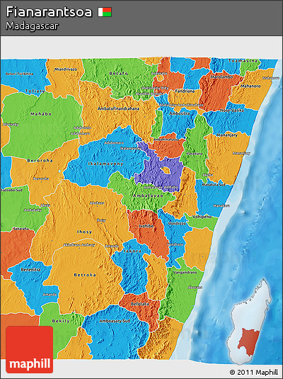 Political 3D Map of Fianarantsoa