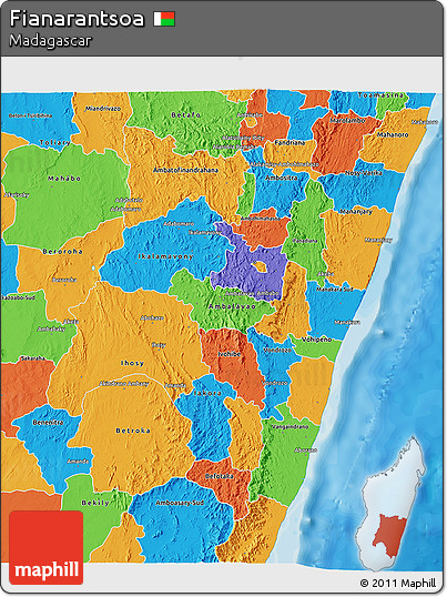 Political 3D Map of Fianarantsoa