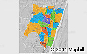 Political 3D Map of Fianarantsoa, lighten, desaturated