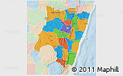 Political 3D Map of Fianarantsoa, lighten