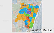 Political 3D Map of Fianarantsoa, lighten, semi-desaturated