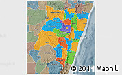 Political 3D Map of Fianarantsoa, semi-desaturated