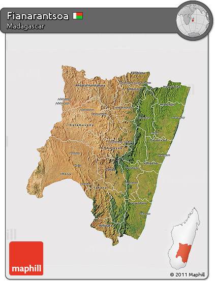 Satellite 3D Map of Fianarantsoa, cropped outside