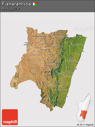 Satellite 3D Map of Fianarantsoa, cropped outside