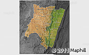 Satellite 3D Map of Fianarantsoa, darken, desaturated