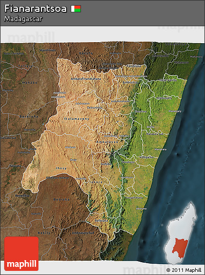 Satellite 3D Map of Fianarantsoa, darken