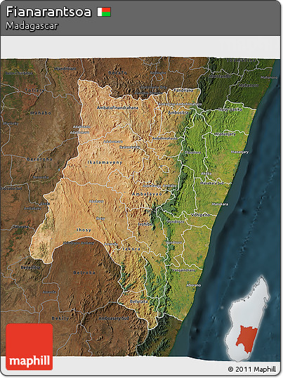 Satellite 3D Map of Fianarantsoa, darken