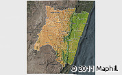 Satellite 3D Map of Fianarantsoa, darken, semi-desaturated