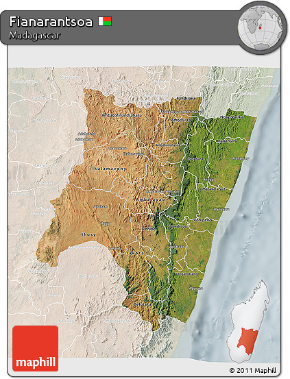 Satellite 3D Map of Fianarantsoa, lighten