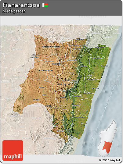 Satellite 3D Map of Fianarantsoa, lighten