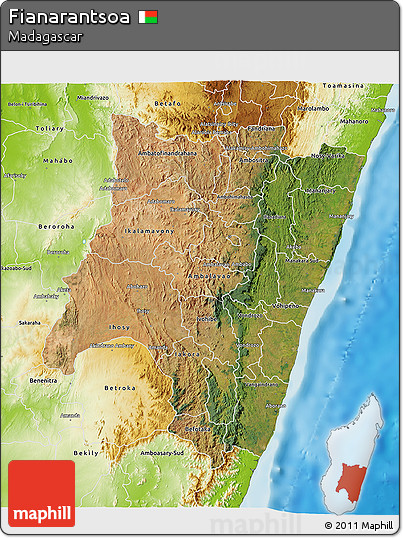 Satellite 3D Map of Fianarantsoa, physical outside