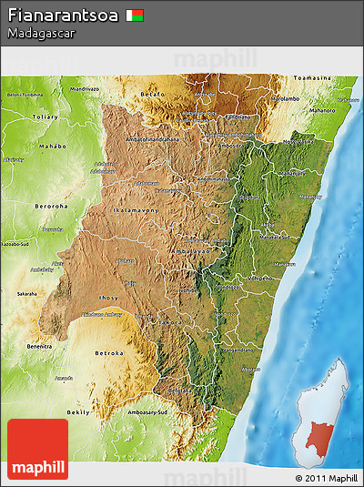 Satellite 3D Map of Fianarantsoa, physical outside