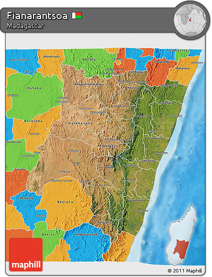 Satellite 3D Map of Fianarantsoa, political outside
