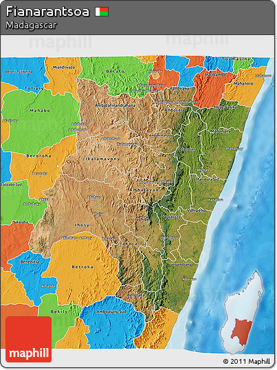 Satellite 3D Map of Fianarantsoa, political outside