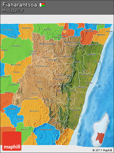Satellite 3D Map of Fianarantsoa, political outside