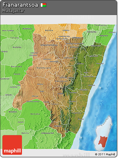 Satellite 3D Map of Fianarantsoa, political shades outside