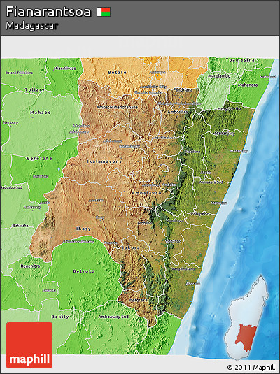 Satellite 3D Map of Fianarantsoa, political shades outside