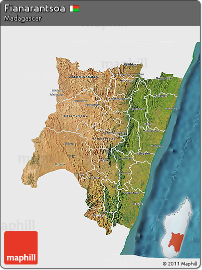 Satellite 3D Map of Fianarantsoa, single color outside