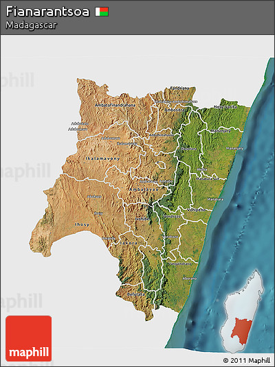 Satellite 3D Map of Fianarantsoa, single color outside