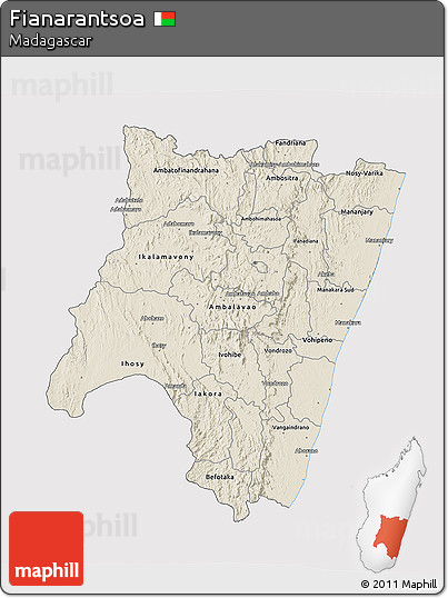Shaded Relief 3D Map of Fianarantsoa, cropped outside