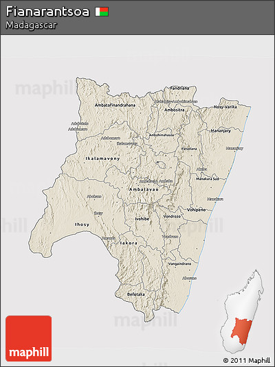 Shaded Relief 3D Map of Fianarantsoa, cropped outside