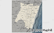 Shaded Relief 3D Map of Fianarantsoa, darken, semi-desaturated
