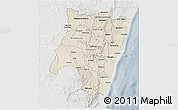 Shaded Relief 3D Map of Fianarantsoa, lighten, semi-desaturated