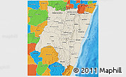 Shaded Relief 3D Map of Fianarantsoa, political outside