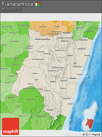 Shaded Relief 3D Map of Fianarantsoa, political shades outside