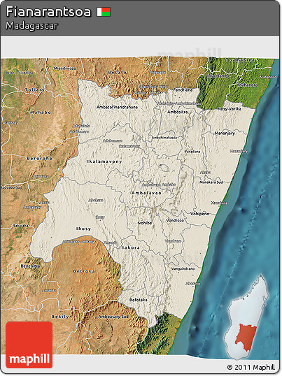 Shaded Relief 3D Map of Fianarantsoa, satellite outside