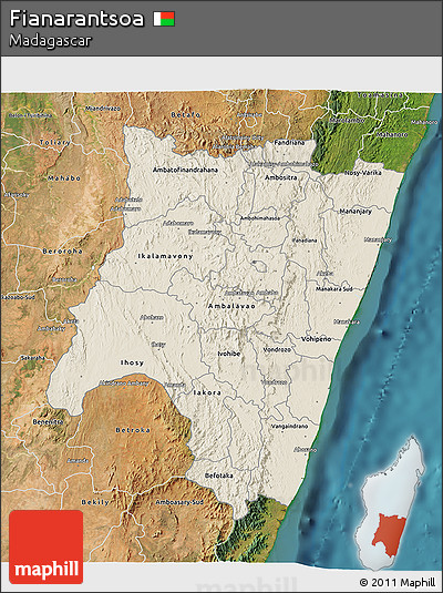 Shaded Relief 3D Map of Fianarantsoa, satellite outside