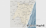 Shaded Relief 3D Map of Fianarantsoa, semi-desaturated