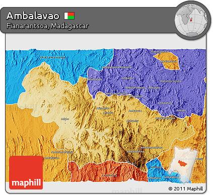 Physical 3D Map of Ambalavao, political outside