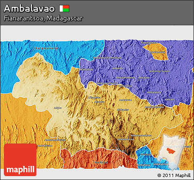 Physical 3D Map of Ambalavao, political outside