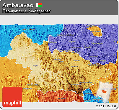 Physical 3D Map of Ambalavao, political outside