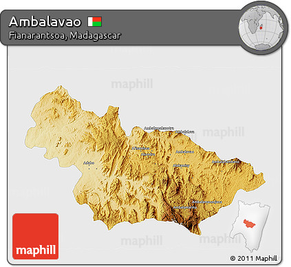 Physical 3D Map of Ambalavao, single color outside