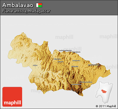 Physical 3D Map of Ambalavao, single color outside