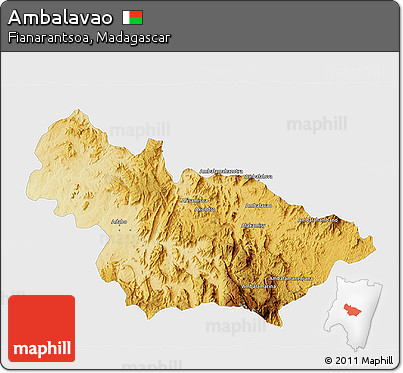 Physical 3D Map of Ambalavao, single color outside