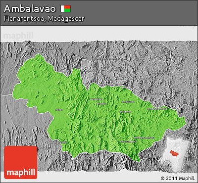 Political 3D Map of Ambalavao, desaturated
