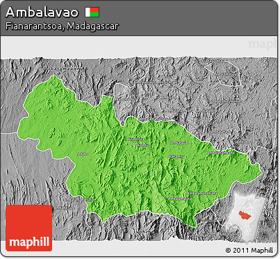 Political 3D Map of Ambalavao, desaturated