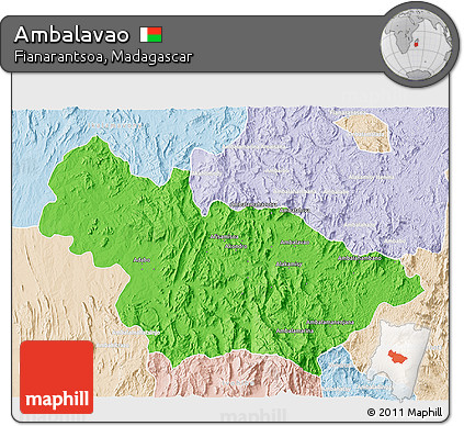Political 3D Map of Ambalavao, lighten