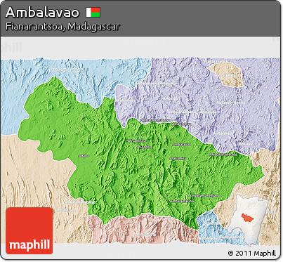 Political 3D Map of Ambalavao, lighten