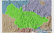 Political 3D Map of Ambalavao, semi-desaturated