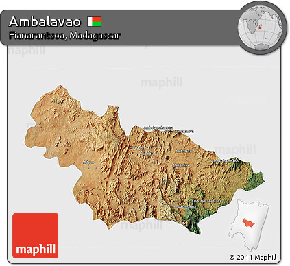Satellite 3D Map of Ambalavao, single color outside