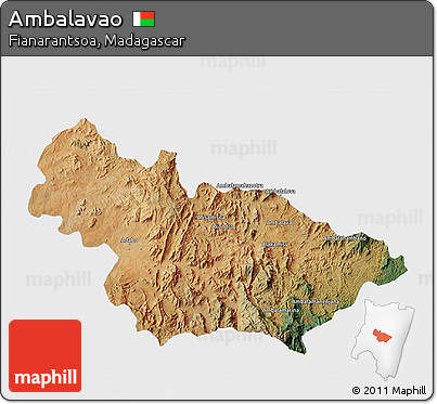 Satellite 3D Map of Ambalavao, single color outside