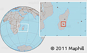 Gray Location Map of Ambalavao, within the entire country