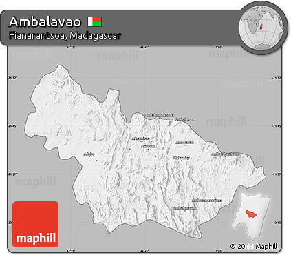 Gray Map of Ambalavao, single color outside
